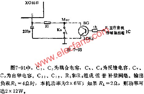 XG4440收音機(jī)集成電路靜噪音接入圖  www.greenbey.cn