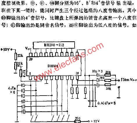 BH501鋼琴包絡(luò)門電路的應(yīng)用電路圖  www.greenbey.cn