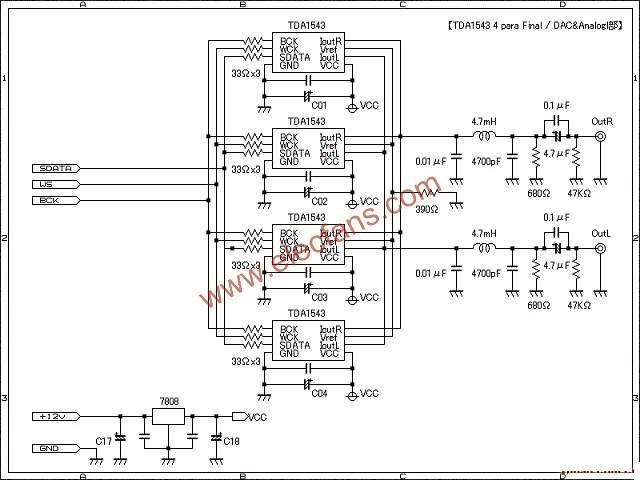 TDA1543數(shù)模變換器的特性   www.greenbey.cn