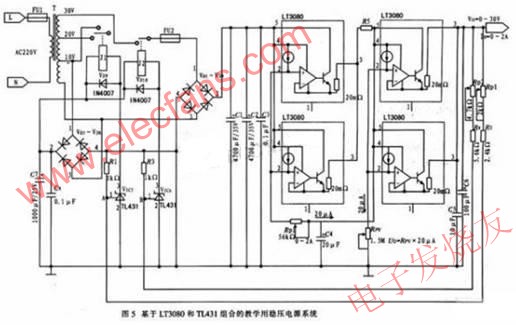  基于LT3080和TL431組合的教學(xué)用穩(wěn)壓電源系統(tǒng) www.greenbey.cn