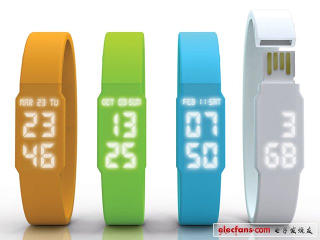 USB存儲卡手表設計：這是一系列外表看起來非常簡潔的USB手表，連接電腦后，能直接同步時間，10分鐘即可充滿電量