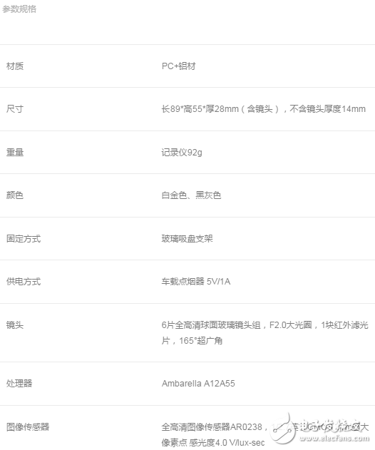 360行車記錄儀二代詳細參數(shù)