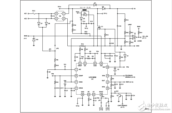 ucc3858“能源之星”PFC評(píng)估板、示意圖和材料清單