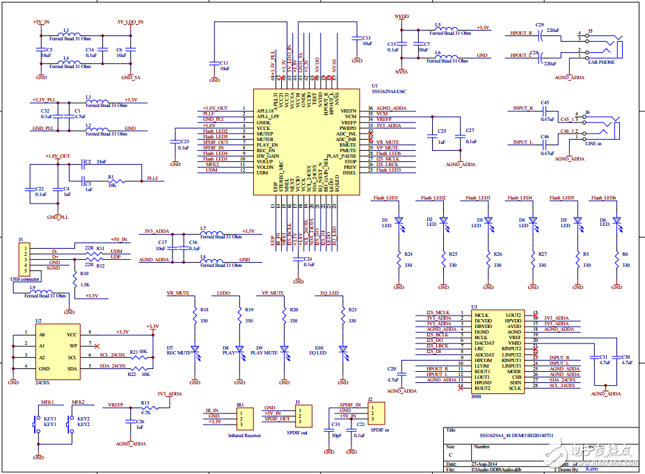 SSS1629_USB耳機(jī)_DEMO中文電路設(shè)計(jì)方案
