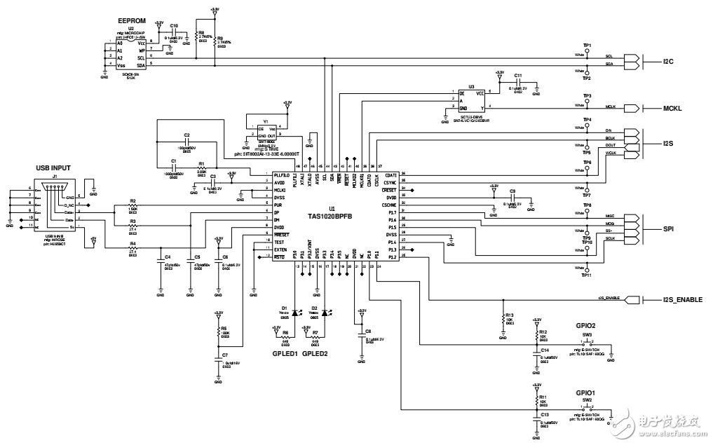 USB音頻參考設(shè)計原理圖的分享